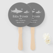 Niedliche Haifische mit solidem grauem Hintergrund Fächer (Vorne und Hinten)