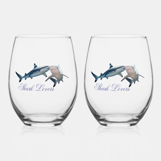 Niedliche Haifische Weinglas Ohne Stiel (Vorderseite)