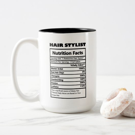 niedliche Hair Stylist-Fakten Zweifarbige Tasse (Mit Donut)