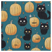 Niedliche Halbwale, schwarze Katzen und Kürbis Stoff (Nahaufnahme)