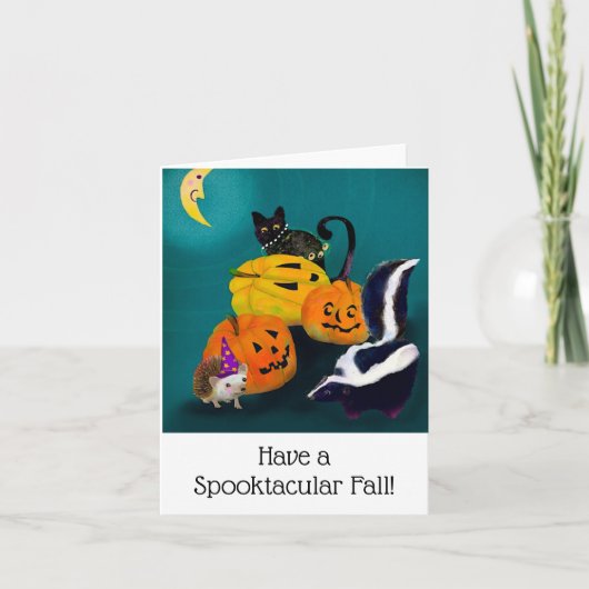 Niedliche Halloween Animal Friends BLANK Grußkarte Dankeskarte (Vorderseite)