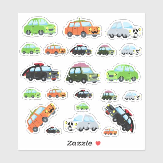 Niedliche Halloween-Autos Aufkleber (Blatt)