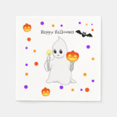 Niedliche Halloween Baby Ghost & Pumpkins auf Weiß Serviette (Vorderseite)