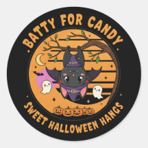 Niedliche Halloween-Bat-Sticker mit Ghosts & Pumpk