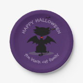 Niedliche Halloween Black Cat Bat Wings Paper-Tell Pappteller (Vorderseite)