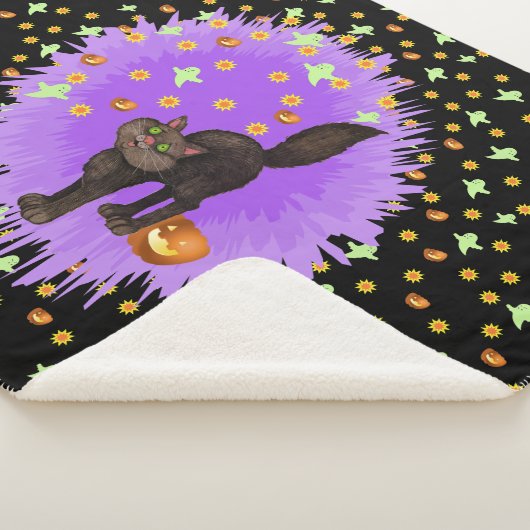 Niedliche Halloween Black Cat Ghosts Pumpkins Star Sherpadecke (3/4)