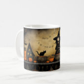Niedliche Halloween Black Cat & Hexe 14 Tasse (Vorderseite Links)