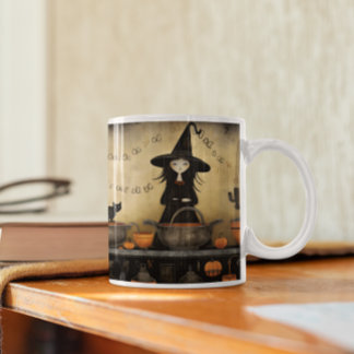 Niedliche Halloween Black Cat & Hexe 14 Tasse