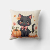 Niedliche Halloween Black Cat mit Pumpkins - Squar Kissen (Rückseite)