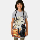 Niedliche Halloween Black Cat und Pumpkins Schürze (Insitu)