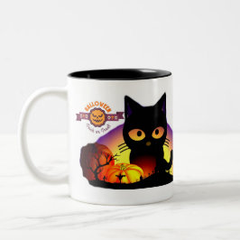 Niedliche Halloween Black Cat Zwei-Tone-Tasse Zweifarbige Tasse
