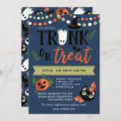 Niedliche Halloween Blue Trunk oder Leckerei sozia Einladung (Vorne/Hinten)