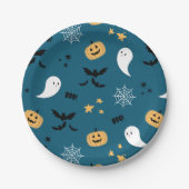 Niedliche Halloween-Boo-Blue-Paper-Teller Pappteller (Vorderseite)