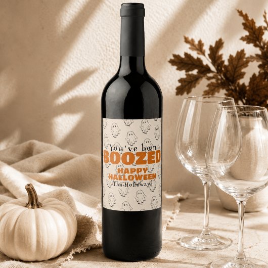 Niedliche Halloween-Bootmarke Weinetikett