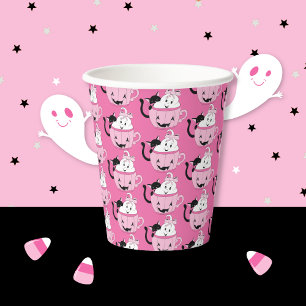 Niedliche Halloween Buddies Muster Pink Paper Cup Pappbecher