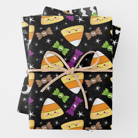 Niedliche Halloween-Candy Corn, Frankenstein & Ske Geschenkpapier Set (Beispiel)