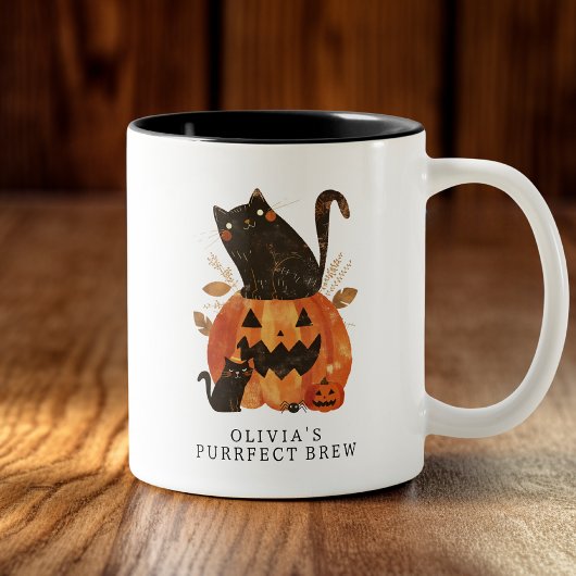 Niedliche Halloween Cat Custom Zweifarbige Tasse