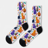 Niedliche Halloween Cat & Pumpkin Crew Socken (Linkes Detail)