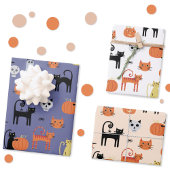 Niedliche Halloween Cat Spooky Geschenkpapier Set