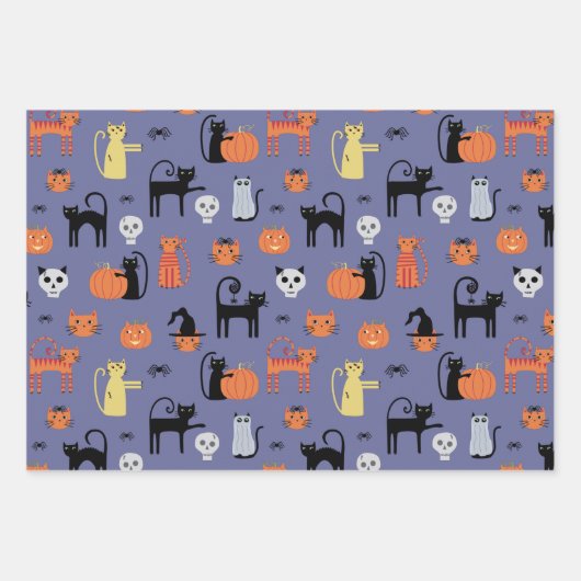 Niedliche Halloween Cat Spooky Geschenkpapier Set (Vorderseite)