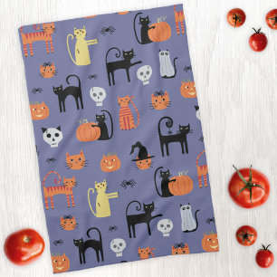 Niedliche Halloween Cat Spooky Geschirrtuch