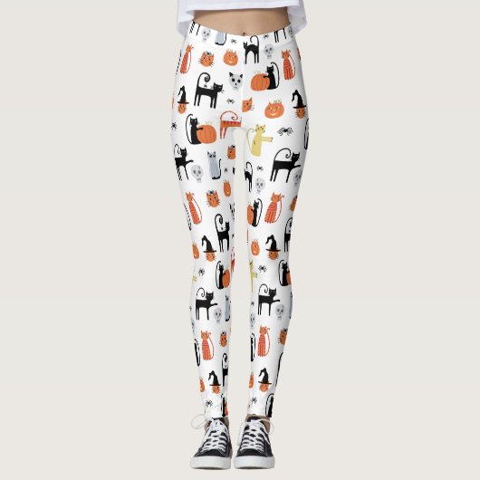 Niedliche Halloween Cat Spooky Leggings (Vorderseite)