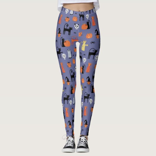 Niedliche Halloween Cat Spooky Leggings (Vorderseite)