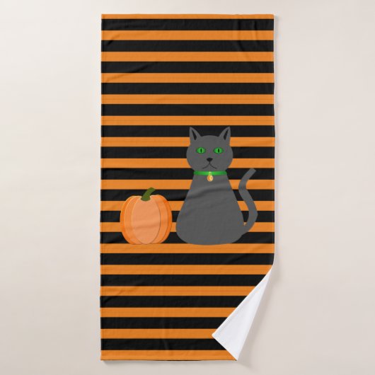 Niedliche Halloween Cat und Pumpkin Badehandtuch (Badehandtuch)
