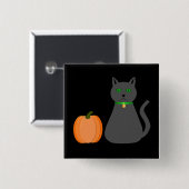 Niedliche Halloween Cat und Pumpkin Button (Vorne & Hinten)