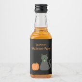 Niedliche Halloween Cat und Pumpkin Custom Alkoholflaschenetikett (Vorderseite)
