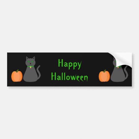 Niedliche Halloween Cat und Pumpkin Custom Autoaufkleber (Vorne)