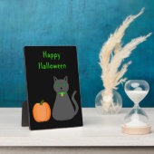 Niedliche Halloween Cat und Pumpkin Custom Fotoplatte (Seite)