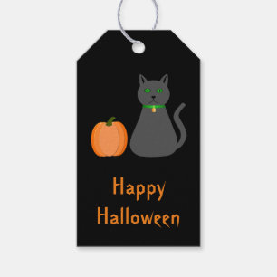 Niedliche Halloween Cat und Pumpkin Custom Geschenkanhänger