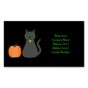 Niedliche Halloween Cat und Pumpkin Custom Magnetische Visitenkarte
