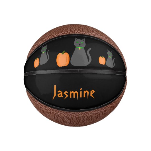 Niedliche Halloween Cat und Pumpkin Custom Mini Basketball (Vorderseite)