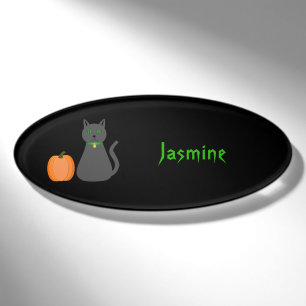 Niedliche Halloween Cat und Pumpkin Custom Namenschild