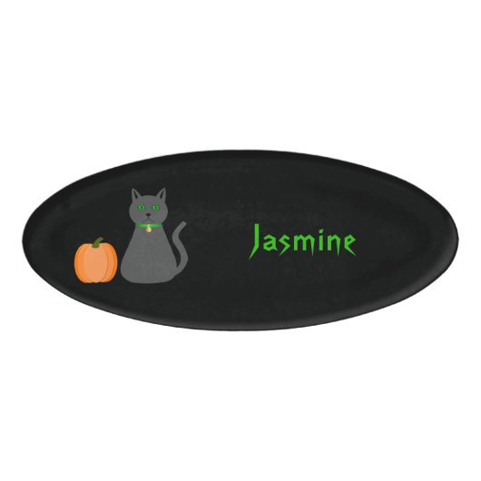 Niedliche Halloween Cat und Pumpkin Custom Namenschild (Vorderseite)