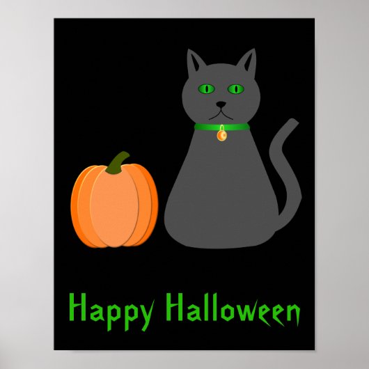 Niedliche Halloween Cat und Pumpkin Custom Poster (Vorne)
