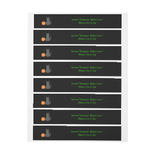 Niedliche Halloween Cat und Pumpkin Custom Rundum-Adressaufkleber