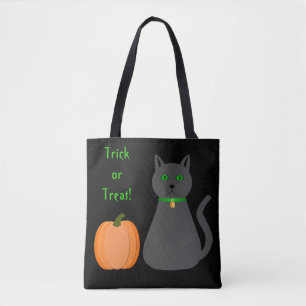 Niedliche Halloween Cat und Pumpkin Doppelseitendr Tasche