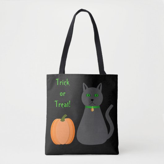 Niedliche Halloween Cat und Pumpkin Doppelseitendr Tasche (Vorderseite)