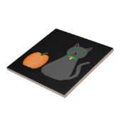 Niedliche Halloween Cat und Pumpkin Fliese (Seite)