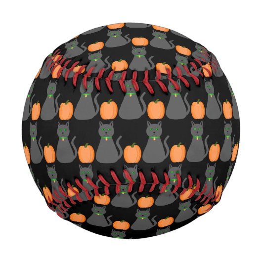 Niedliche Halloween Cat und Pumpkin Gemustert Baseball (Vorderseite)