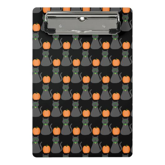 Niedliche Halloween Cat und Pumpkin Gemustert Mini Klemmbrett (Vorderseite)