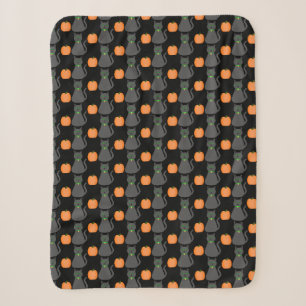 Niedliche Halloween Cat und Pumpkin Gemustert Sherpadecke