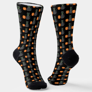 Niedliche Halloween Cat und Pumpkin Gemustert Socken