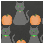 Niedliche Halloween Cat und Pumpkin Gemustert Stoff (Nahaufnahme)