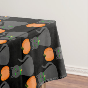 Niedliche Halloween Cat und Pumpkin Gemustert Tischdecke