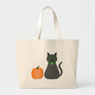Niedliche Halloween Cat und Pumpkin Jumbo Stoffbeutel