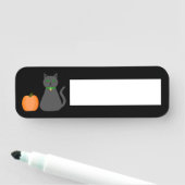 Niedliche Halloween Cat und Pumpkin Namensschild (Beispiel)